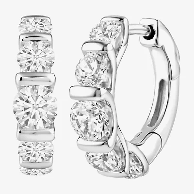 (G-H / Si2) Womens 2 CT. T.W. Lab Grown White Diamond Sterling Silver 18.2mm Hoop Earrings