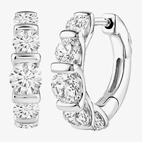 (G-H / Si2) Womens 2 CT. T.W. Lab Grown White Diamond Sterling Silver 18.2mm Hoop Earrings