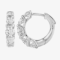 (G-H / Si2) Womens 2 CT. T.W. Lab Grown White Diamond Sterling Silver 18.2mm Hoop Earrings