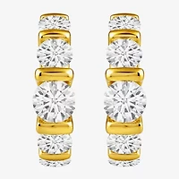 (G-H / Si2) Womens 2 CT. T.W. Lab Grown White Diamond 14K Gold Over Silver 18.2mm Hoop Earrings