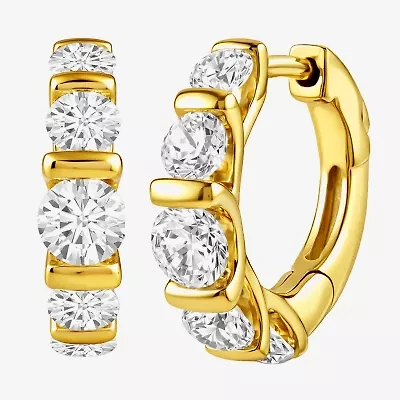 (G-H / Si2) Womens 2 CT. T.W. Lab Grown White Diamond 14K Gold Over Silver 18.2mm Hoop Earrings