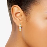 (G-H / Si2) Womens 2 CT. T.W. Lab Grown White Diamond 14K Gold Over Silver 18.2mm Hoop Earrings