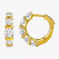 (G-H / Si2) Womens 2 CT. T.W. Lab Grown White Diamond 14K Gold Over Silver 18.2mm Hoop Earrings