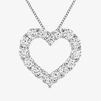 (G-H / Si2) Womens 3 CT. T.W. Lab Grown White Diamond Sterling Silver Heart 18 Inch Pendant Necklace