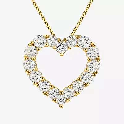 (G-H / Si2) Womens 3 CT. T.W. Lab Grown White Diamond 14K Gold Over Silver Heart 18 Inch Pendant Necklace