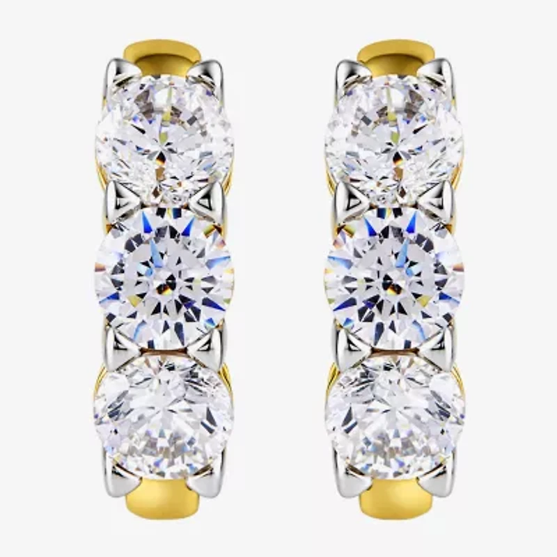 (G-H / Si2) Womens 2 CT. T.W. Lab Grown White Diamond 14K Gold Over Silver 15.3mm Hoop Earrings