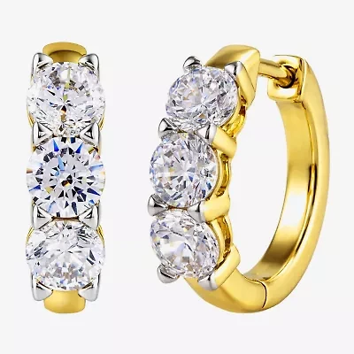 (G-H / Si2) Womens 2 CT. T.W. Lab Grown White Diamond 14K Gold Over Silver 15.3mm Hoop Earrings