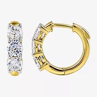 (G-H / Si2) Womens 2 CT. T.W. Lab Grown White Diamond 14K Gold Over Silver 15.3mm Hoop Earrings
