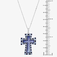 Cross Womens Multi Color Crystal Sterling Silver Cross 18 Inch Pendant Necklace