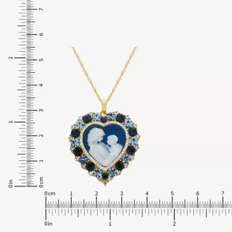 Womens Multi Color Crystal 18K Gold Over Silver Heart 18 Inch Pendant Necklace