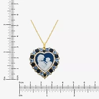 Womens Multi Color Crystal 18K Gold Over Silver Heart 18 Inch Pendant Necklace