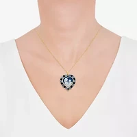 Womens Multi Color Crystal 18K Gold Over Silver Heart 18 Inch Pendant Necklace