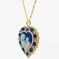 Womens Multi Color Crystal 18K Gold Over Silver Heart 18 Inch Pendant Necklace