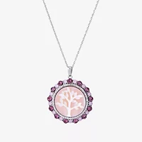 Womens Multi Color Crystal Sterling Silver Round 18 Inch Pendant Necklace