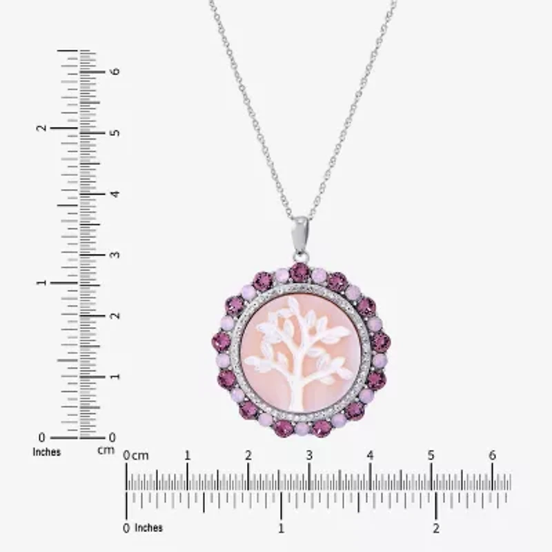 Womens Multi Color Crystal Sterling Silver Round 18 Inch Pendant Necklace