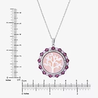 Womens Multi Color Crystal Sterling Silver Round 18 Inch Pendant Necklace