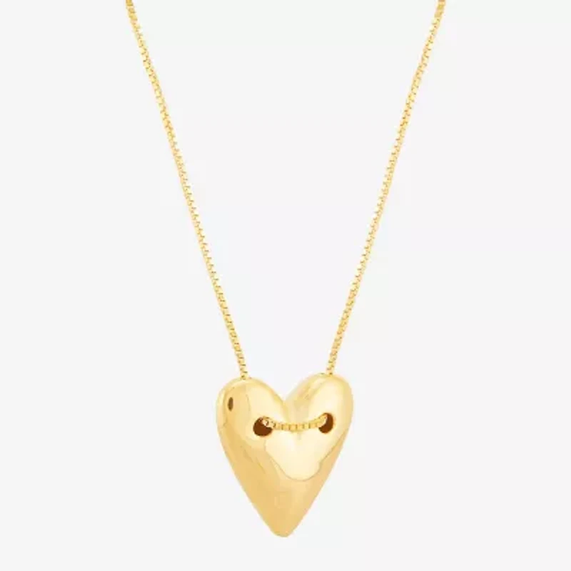 Limited Quantities! Womens 14K Gold Heart 18 Inch Pendant Necklace