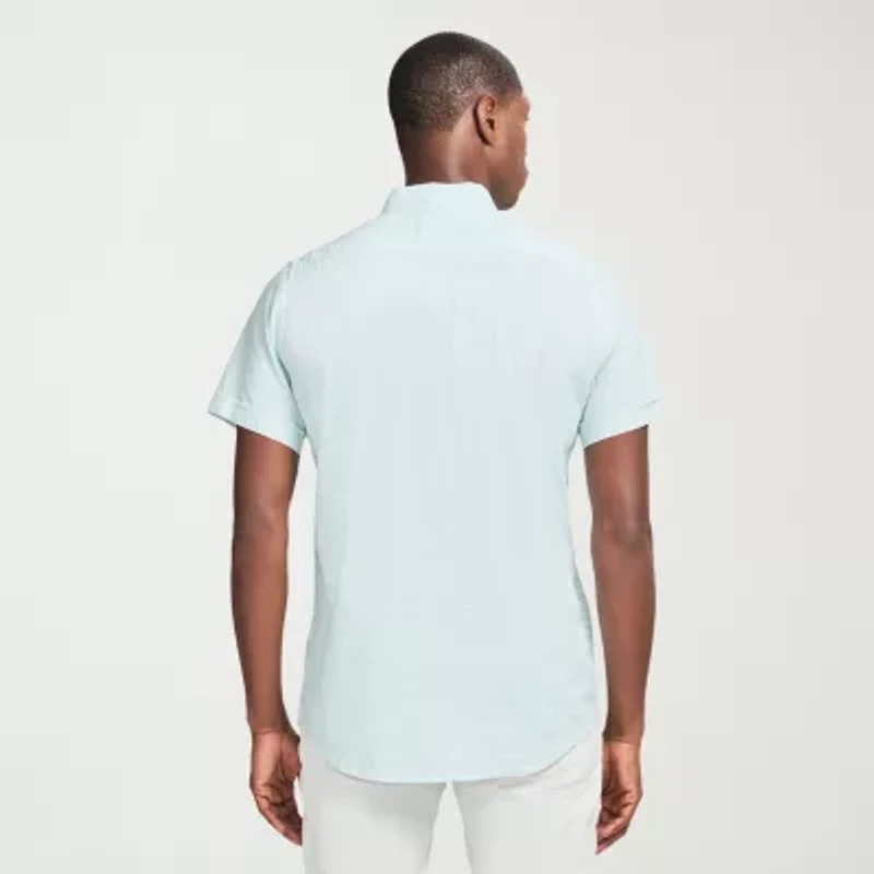 IZOD Dockside Chambray Mens Short Sleeve Classic Fit Button-Down Shirt