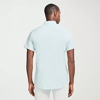 IZOD Dockside Chambray Mens Short Sleeve Classic Fit Button-Down Shirt