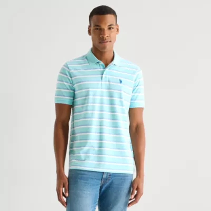 U.S. Polo Assn. Stripe Pique Mens Classic Fit Short Sleeve Shirt