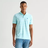 U.S. Polo Assn. Stripe Pique Mens Classic Fit Short Sleeve Shirt