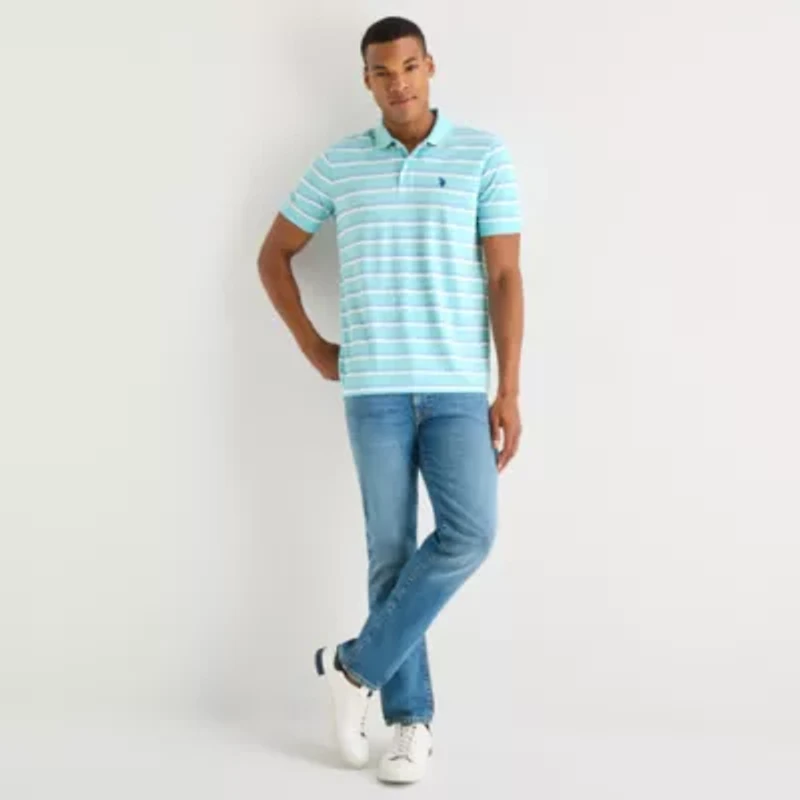 U.S. Polo Assn. Stripe Pique Mens Classic Fit Short Sleeve Shirt