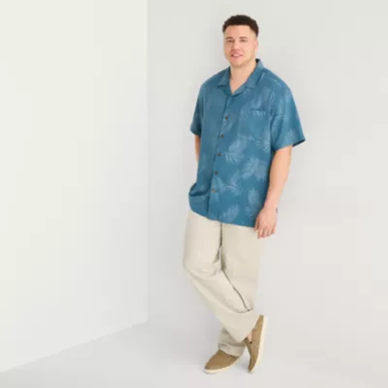 St. John's Bay Button-Down Mens Short Sleeve Breathable Big and Tall Camp Shirt