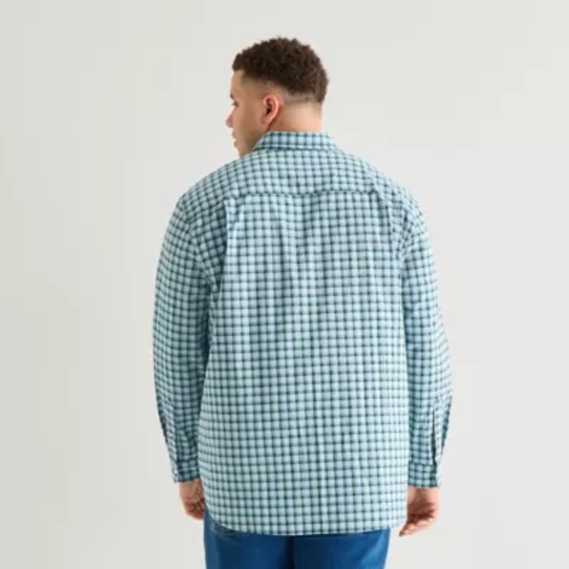 St. John's Bay Everyday Stretch Mens Long Sleeve Classic Fit Big and Tall Button-Down Shirt