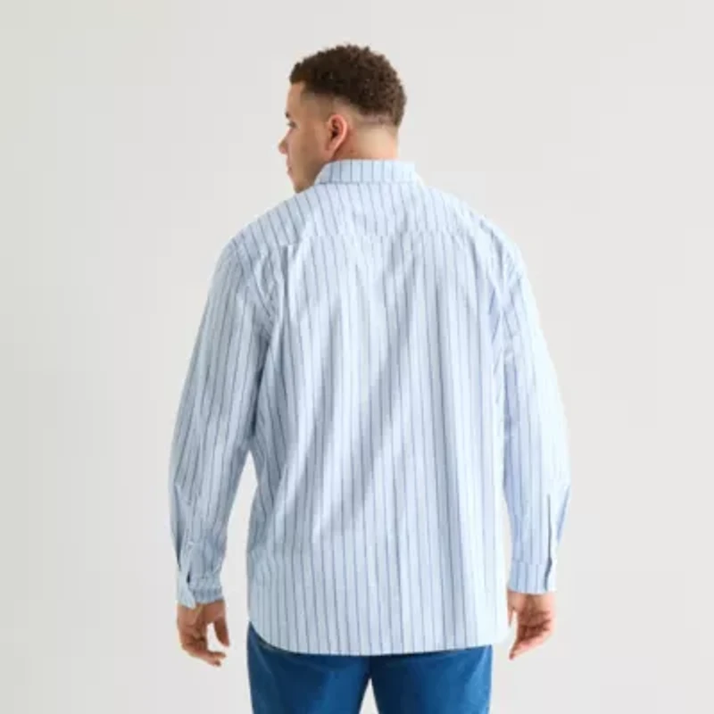 St. John's Bay Everyday Stretch Mens Long Sleeve Classic Fit Big and Tall Button-Down Shirt