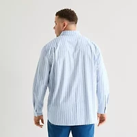 St. John's Bay Everyday Stretch Mens Long Sleeve Classic Fit Big and Tall Button-Down Shirt