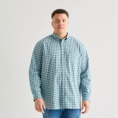 St. John's Bay Everyday Stretch Mens Long Sleeve Classic Fit Big and Tall Button-Down Shirt