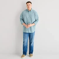 St. John's Bay Everyday Stretch Mens Long Sleeve Classic Fit Big and Tall Button-Down Shirt
