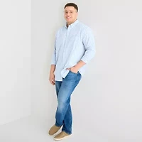 St. John's Bay Everyday Stretch Mens Long Sleeve Classic Fit Big and Tall Button-Down Shirt