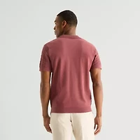J. Ferrar Button Front Mens Short Sleeve Polo Sweater