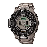 Casio Pro Trek Mens Atomic Time Digital Silver Tone Strap Watch Prw3500t-7cr