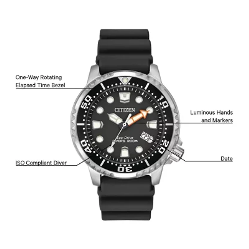 Citizen® Eco-Drive Promaster Mens Black Silicone Strap Watch BN0150-28E