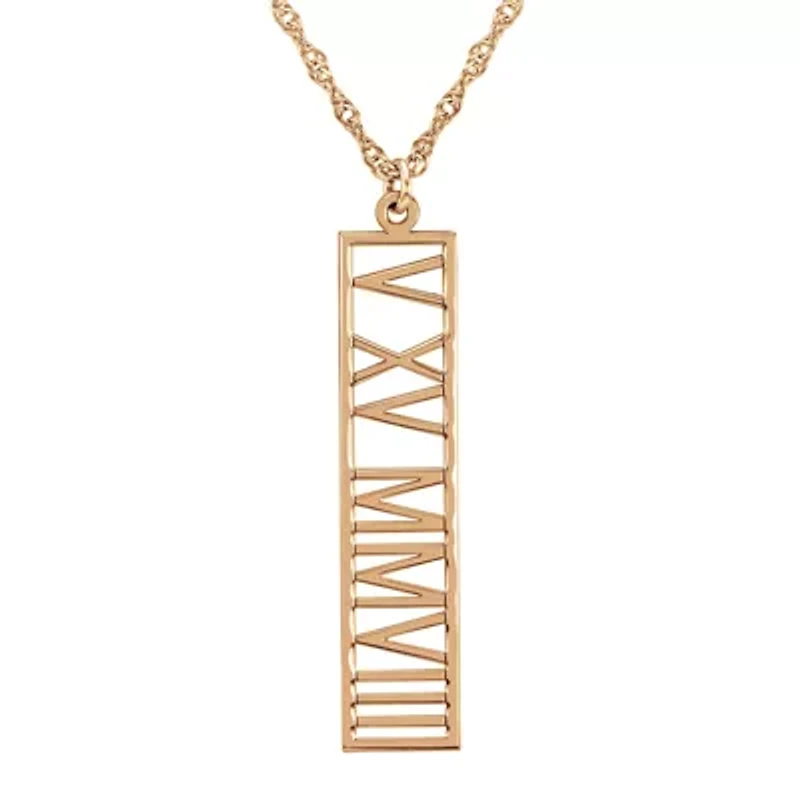 Personalized Roman Numeral Date Pendant Necklace