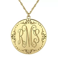Personalized Sterling Silver Vine Monogram Initials Coin Pendant Necklace