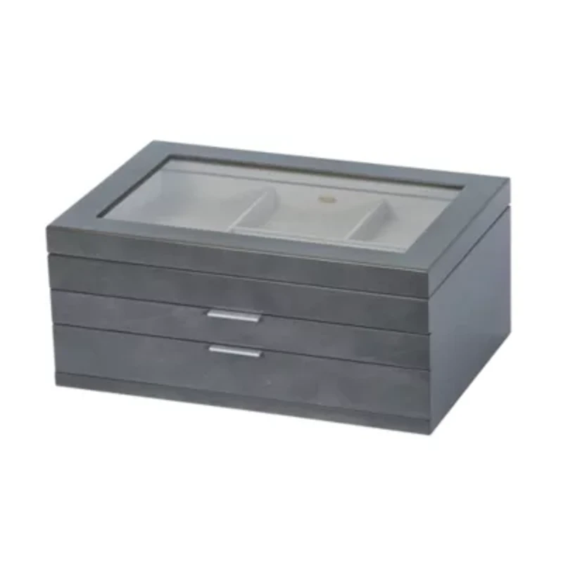 Mele and Co Misty Glass Top Grey Jewelry Box