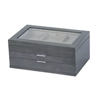 Mele and Co Misty Glass Top Grey Jewelry Box