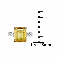 Womens Genuine Yellow Citrine Sterling Silver Cocktail Ring