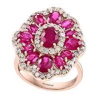 LIMITED QUANTITIES!  Effy Final Call Womens Lead Glass-Filled Red Ruby 14K Rose Gold Cocktail Ring