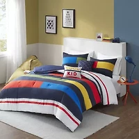 Intelligent Design Emmett 5-Pc Stripes 100% Cotton Comforter Set with Decorative Pillows