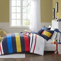 Intelligent Design Emmett 5-Pc Stripes 100% Cotton Comforter Set with Decorative Pillows