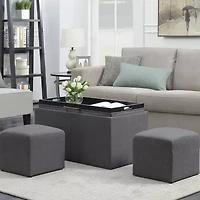 Convenience Concepts Sheridan Storage Bench w/ 2 Side Ottomans