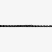 Mens Black Diamond 10K White Gold 24 Inch Tennis Necklace
