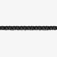 Mens Black Diamond 10K White Gold 24 Inch Tennis Necklace