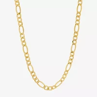 Made in Italy Mens 10K Gold 24 Inch Figaro Chain Necklace