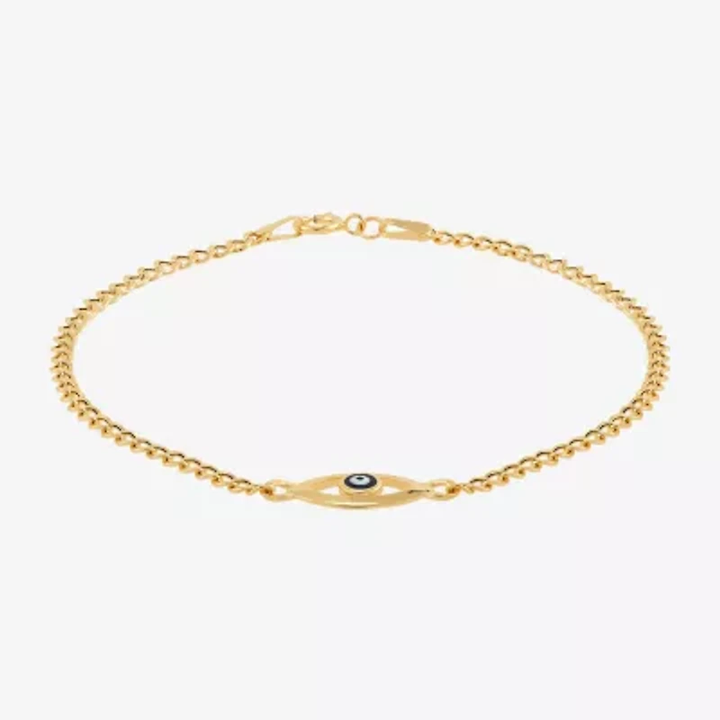 Womens 14K Gold Evil Eye Charm Bracelet