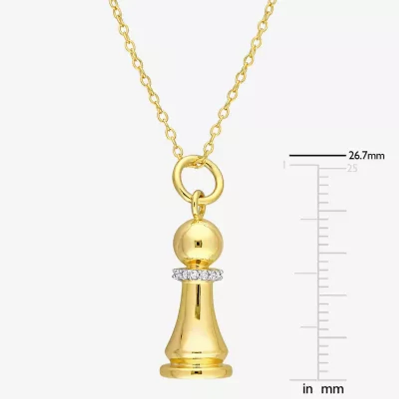 Womens Diamond Accent Genuine White 18K Gold Over Silver 18 Inch Pendant Necklace